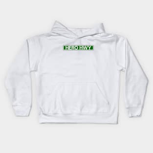 Hero Hwy Street Sign Kids Hoodie